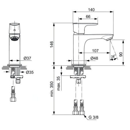 Ideal Standard Connect Air - Mitigeur de lababo Slim, Silver Storm A7010GN