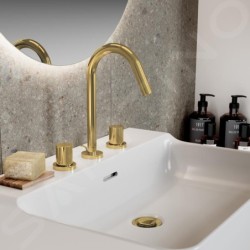 Ideal Standard Joy - Mitigeur de lavabo, installation 3 trous, avec vidage, Brushed Gold BC783A2