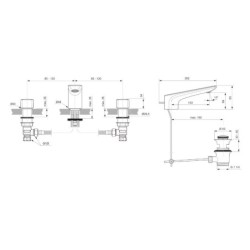 Ideal Standard Conca Tap - Mitigeur d'évier, installation 3 trous, avec vidage, Silver Storm BC759GN