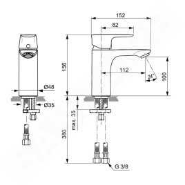 Ideal Standard Connect Air - Mitigeur de lavabo, Silver Storm A7024GN