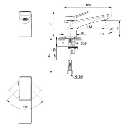 Ideal Standard Conca Tap - Mitigeur d'évier, Silver Storm BC754GN