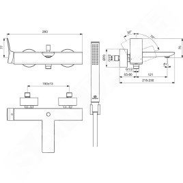 Ideal Standard Conca Tap - Mitigeur de baignoire avec accessoires, Silver Storm BC763GN
