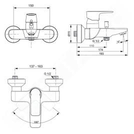Ideal Standard Connect Air - Mitigeur de baignoire, Silver Storm A7033GN