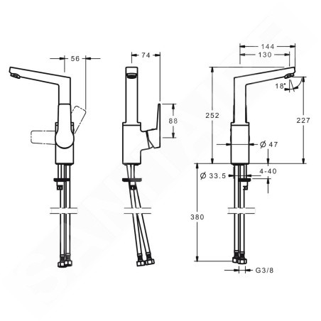 Hansa Twist - Mitigeur de lavabo avec bec pivotant, noir mat 0955220333