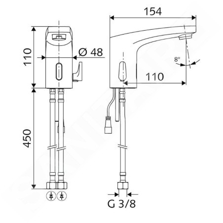 Schell Modus - Mitigeur lavabo électronique Trend E, HD-M, alimentation par piles, chrome 021700699