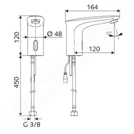 Schell Modus - Mitigeur de lavabo électronique E, HD-K, pour 1 type d'eau, alimentation par piles, chrome 021720699