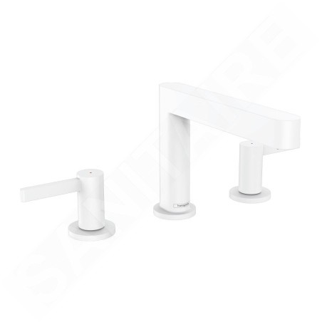 Hansgrohe Finoris - Mitigeur de lavabo 110, installation 3 trous, Push-Open, EcoSmart, blanc mat 76033700