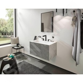 Hansgrohe Finoris - Mitigeur de lavabo 160, installation 3 trous, Push-Open, EcoSmart, noir mat 76034670