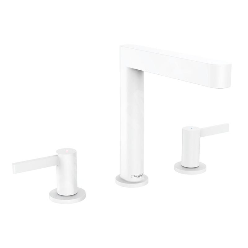 Hansgrohe Finoris - Mitigeur de lavabo 160, installation 3 trous, Push-Open, EcoSmart, blanc mat 76034700