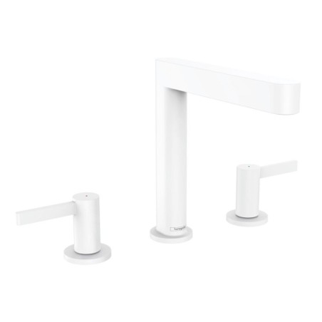 Hansgrohe Finoris - Mitigeur de lavabo 160, installation 3 trous, Push-Open, EcoSmart, blanc mat 76034700