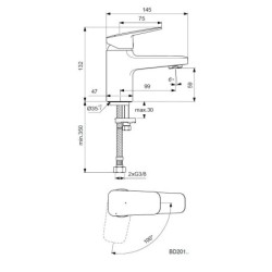 Ideal Standard CeraPlan - Mitigeur de lavabo Piccolo, BlueStart, chrome BD201AA