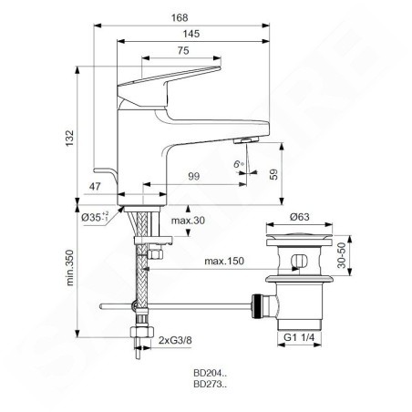 Ideal Standard CeraPlan - Mitigeur de lavabo Piccolo avec vidage, chrome BD204AA
