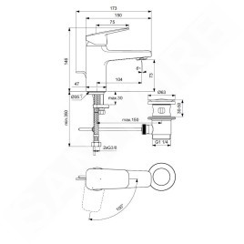 Ideal Standard CeraPlan - Mitigeur de lavabo avec vidage, BlueStart, chrome BD213AA