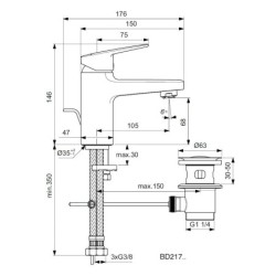 Ideal Standard CeraPlan - Mitigeur de lavabo avec vidage, chrome BD217AA