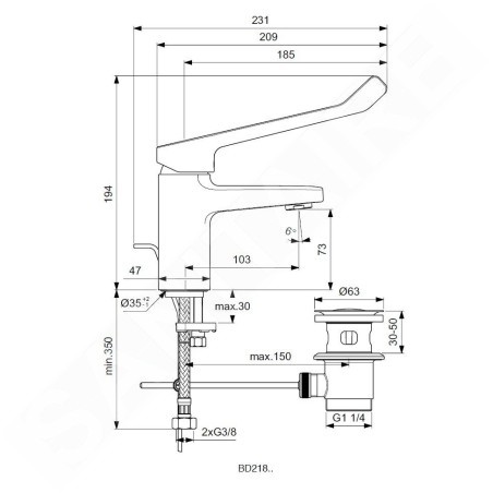 Ideal Standard CeraPlan - Mitigeur de lavabo avec vidage et levier étendu, chrome BD218AA