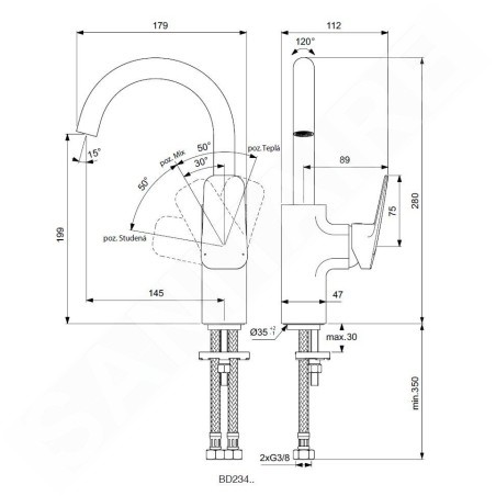 Ideal Standard CeraPlan - Mitigeur de lavabo avec bec rotatif, chrome BD234AA