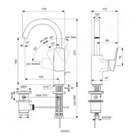 Ideal Standard CeraPlan - Mitigeur de lavabo avec bec rotatif et vidage, chrome BD235AA
