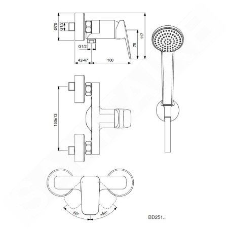 Ideal Standard CeraPlan - Set de douche avec mitigeur, chrome BD251AA