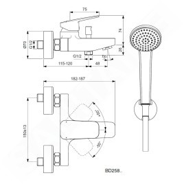 Ideal Standard CeraPlan - Mitigeur de baignoire avec accessoires, chrome BD258AA