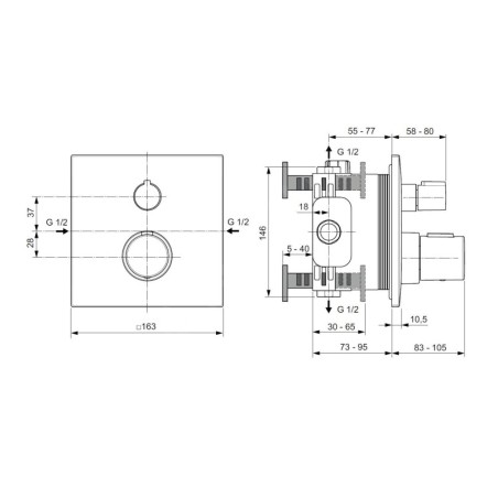 Ideal Standard CeraTherm - Mitigeur de douche thermostatique encastré, Silver Storm A6956GN