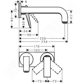 Axor Citterio - Mitigeur de lavabo encastré, chrome 39119000