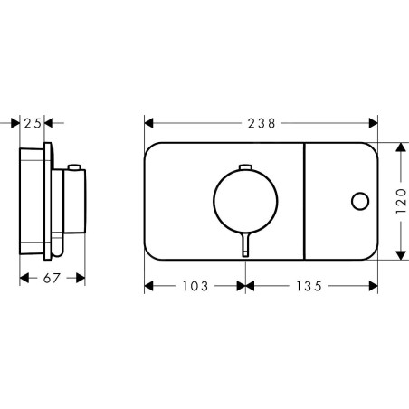 Axor One - Thermostat encastré pour 1 appareil, noir mat 45711670