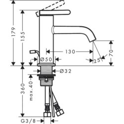 Axor One - Mitigeur de lavabo avec vidage, noir mat 48000670