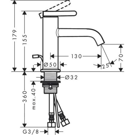 Axor One - Mitigeur de lavabo avec vidage, noir mat 48000670