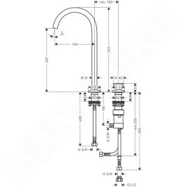 Axor One - Mitigeur de lavabo avec garniture de vidage Push-Open, installation à 2 trous, chrome 48060000