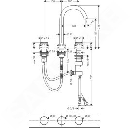 Axor One - Mitigeur de lavabo avec garniture de vidage Push-Open, installation à 3 trous, noir mat 48070670