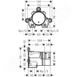 Axor Corps d’encastrement - Corps d´encastrement pour mitigeur de lavabo 13625180
