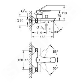Grohe Start Edge - Mitigeur de baignoire, chrome 24198001