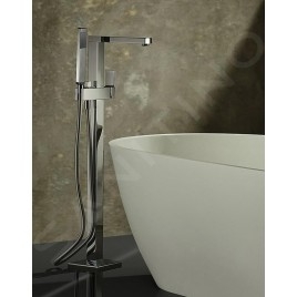 Paffoni Elle - Mitigeur de baignoire montage au sol, avec accessoires et corps, chrome EL033CR