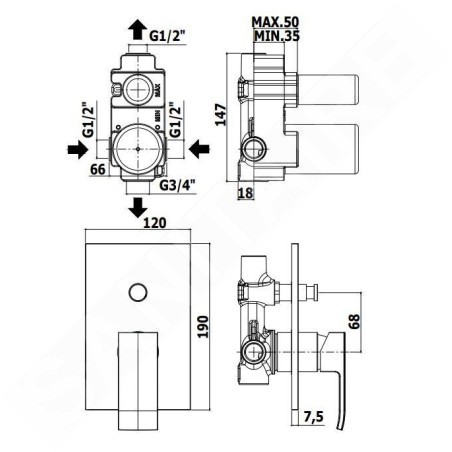 Paffoni Level - Mitigeur encastré avec corps, pour 2 sorties, chrome LEA015CR