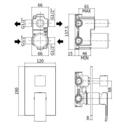 Paffoni Level - Mitigeur encastré avec corps, pour 2 sorties, chrome LEA018CR