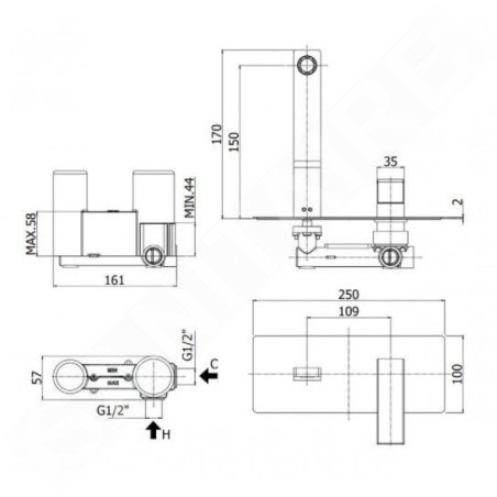 Paffoni Level - Mitigeur encastré, inox LEA104ST