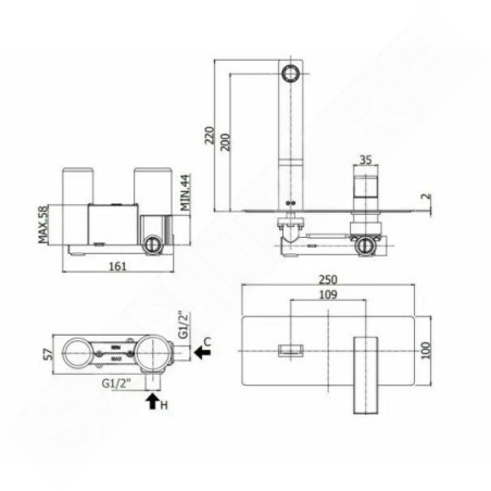 Paffoni Level - Mitigeur encastré, inox LEA105ST