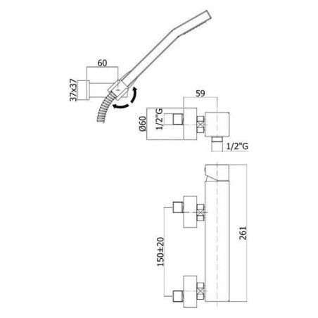 Paffoni Level - Set de douche avec robinetterie, inox LEA168DST
