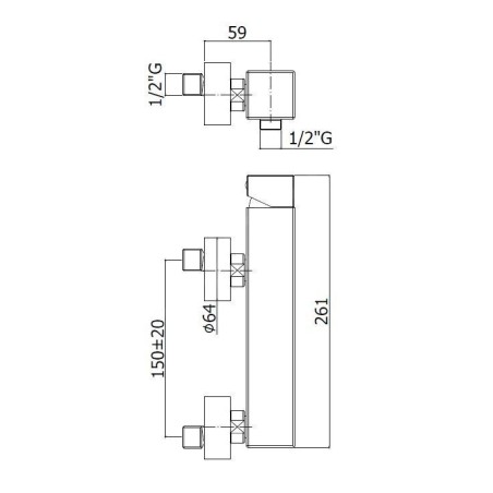 Paffoni Level - Mitigeur avec connexion supérieure pour douche, inox LEA168RST