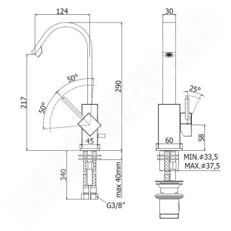 Paffoni Level - Mitigeur de lavabo, inox LEA878ST