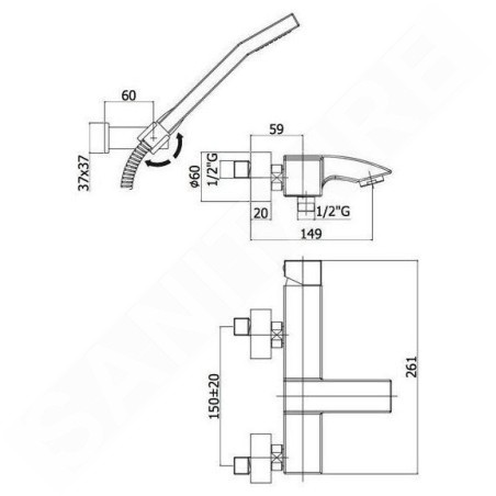 Paffoni Level - Mitigeur de baignoire avec accessoires, inox LEC023ST