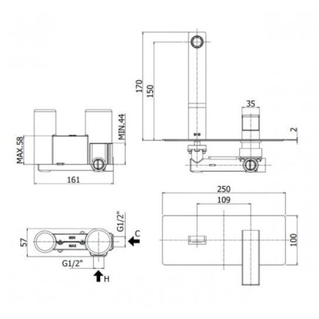 Paffoni Level - Mitigeur encastré, inox LEC104ST