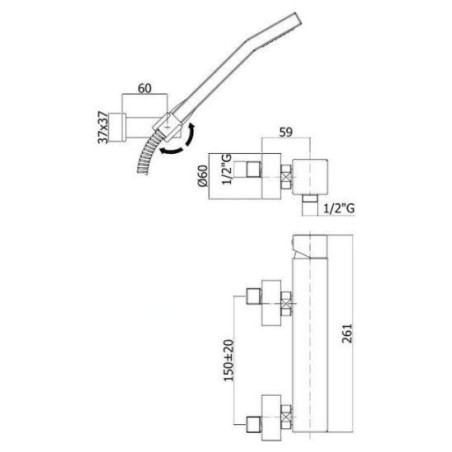 Paffoni Level - Set de douche avec robinetterie, inox LEC168DST