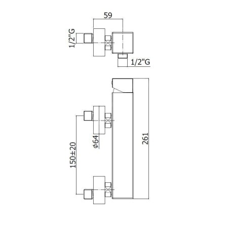 Paffoni Level - Mitigeur avec connexion supérieure pour douche, inox LEC168RST