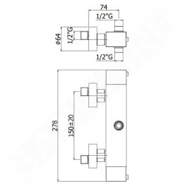 Paffoni Level - Mitigeur de douche thermostatiques, 2 sorties, inox LEQ269ST