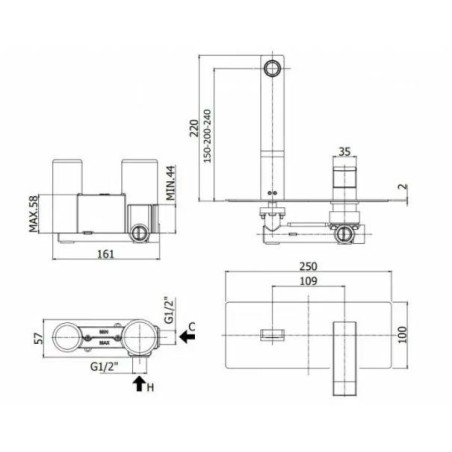 Paffoni Level - Mitigeur encastré, inox LES104ST