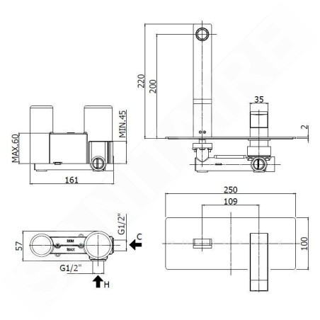 Paffoni Level - Mitigeur encastré, inox LES105ST