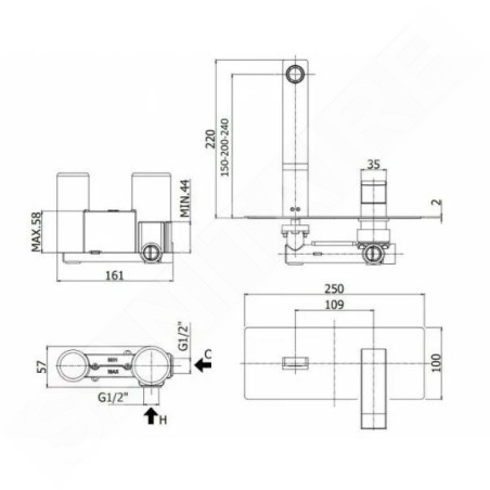 Paffoni Level - Mitigeur encastré, inox LES106ST