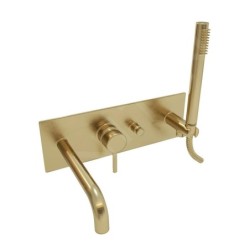 Paffoni Light - Mitigeur de baignoire encastré, avec accessoires et corps, doré brossé LIG001HGSP