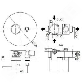 Paffoni Light - Mitigeur encastré pour 2 sorties, doré brossé LIG015HGSP